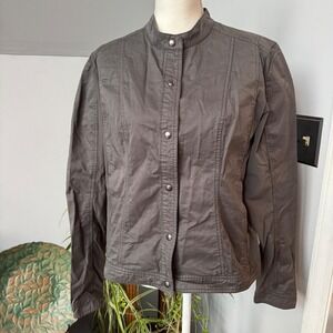 Kuhl Womens XL Gray Moto Jacket Full Zip Snap Front Lightweight Utility‎